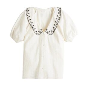 LC Lauren Conrad Puff Sleeve Peasant Top